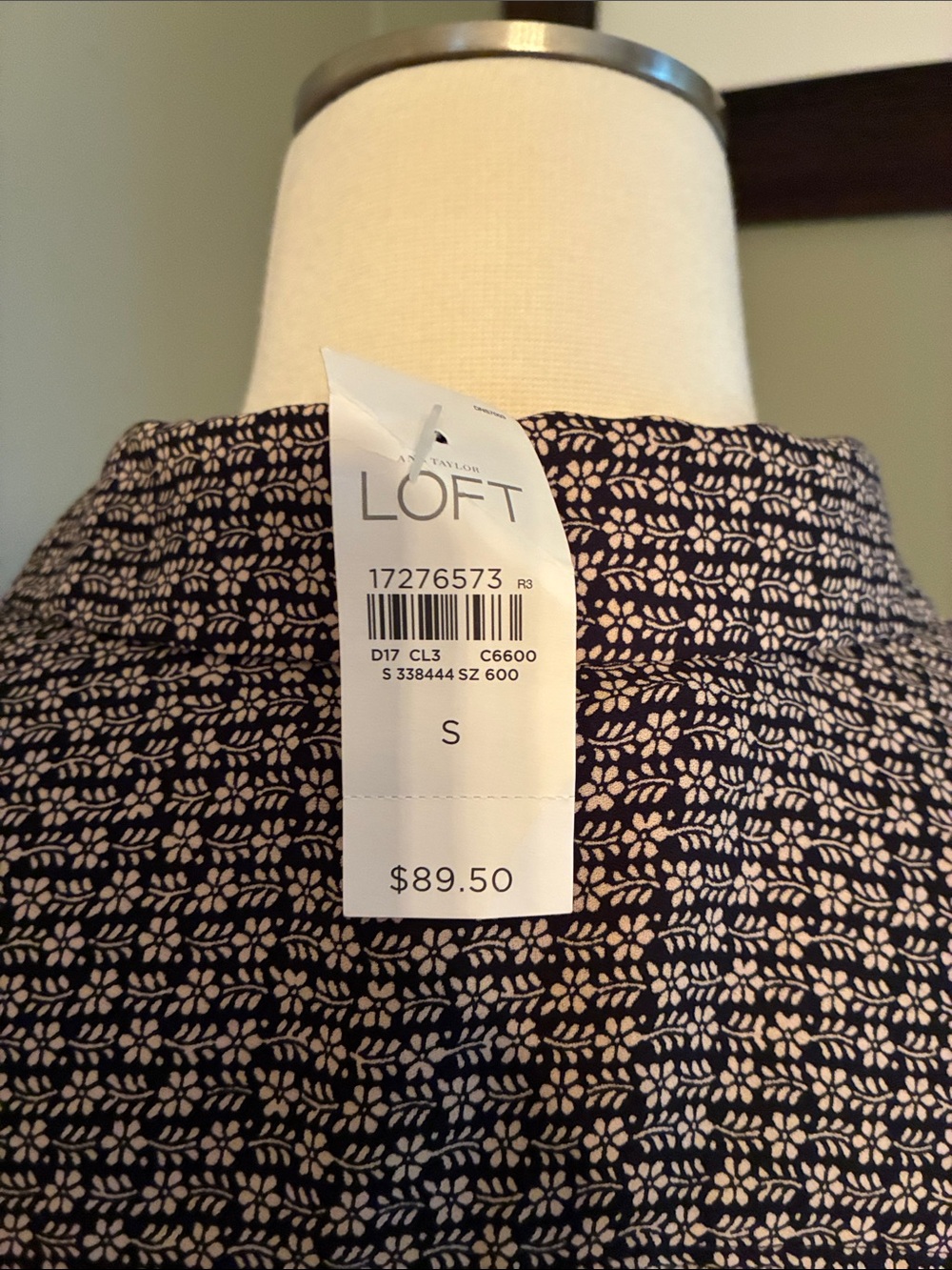 Patterned Long-Sleeve Shirt Dress with Self-Tie Waist — Black and Tan - Picture 2 of 4